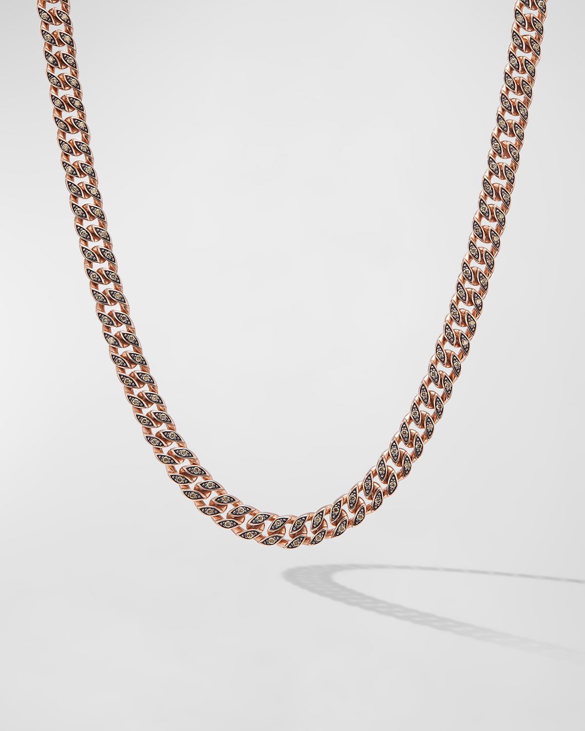Men & apos;s Curb Chain Necklace with Diamonds in 18K Rose Gold, 6mm, 24"L