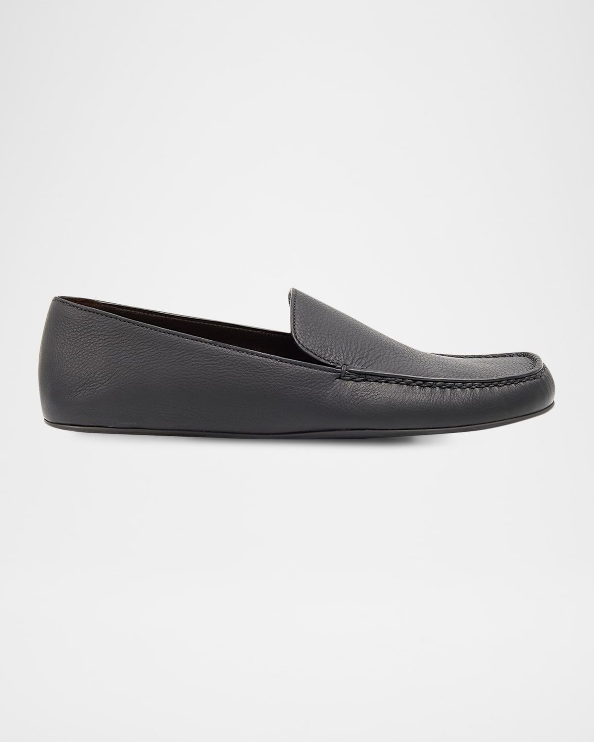 Leo Grained Leather Slippers