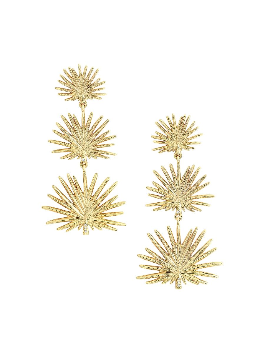 Women's Palm 18K-Gold-Plated & Cubic Zirconia Triple-Drop Earrings - Gold