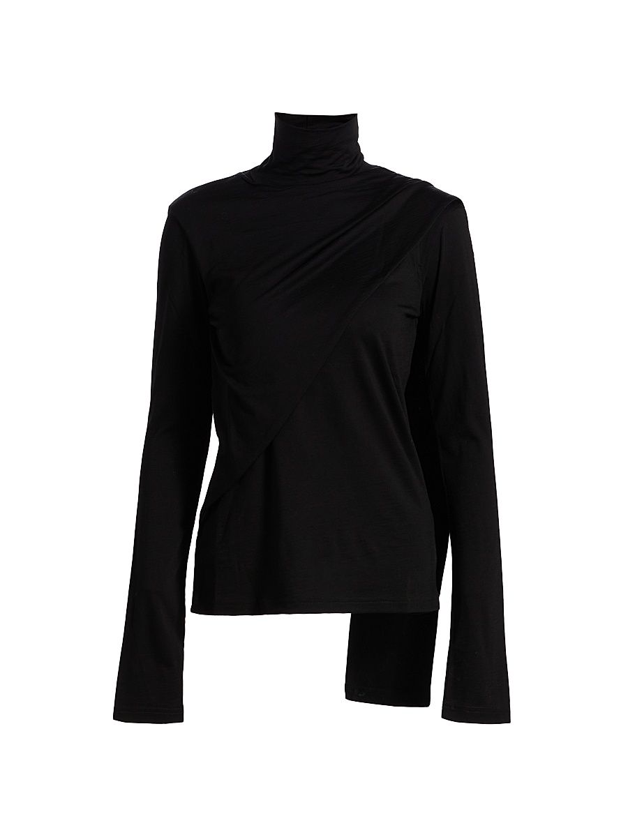 Women's Soft Jersey Scarf Top - Black - Size 8
