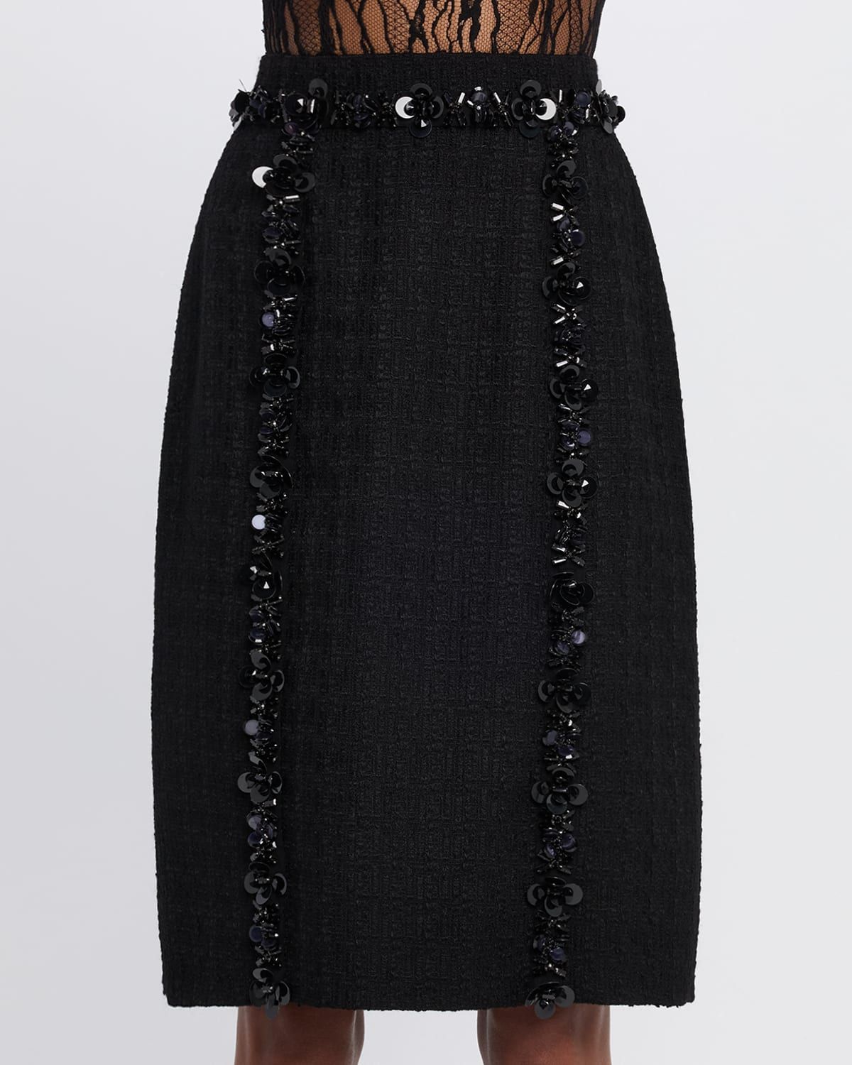 Sequined Stretch Matte Sheath Skirt