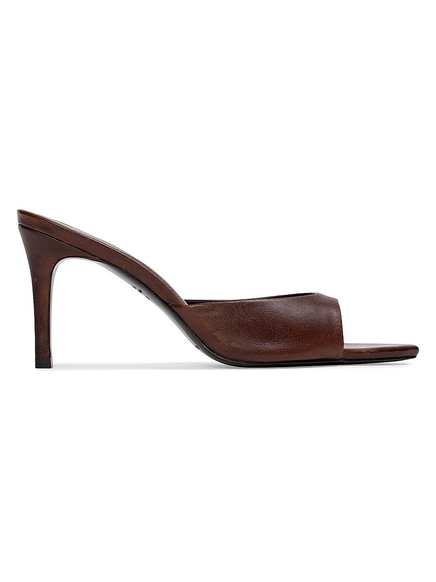 Women's Brea 80MM Distressed Leather Heels - Cappuccino Distressed Leather - Size 10