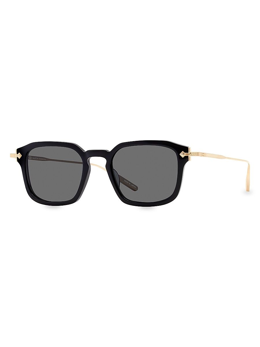 Men's Nolan 49MM Rectangular Sunglasses - Gold Black