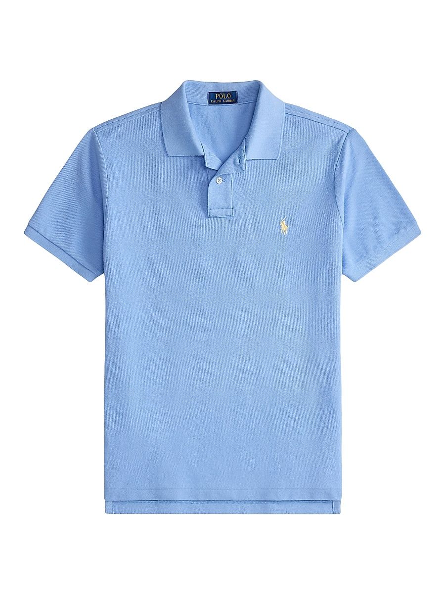 Men's Basic Mesh Cotton Polo Shirt - Bristol Blue - Size XXL