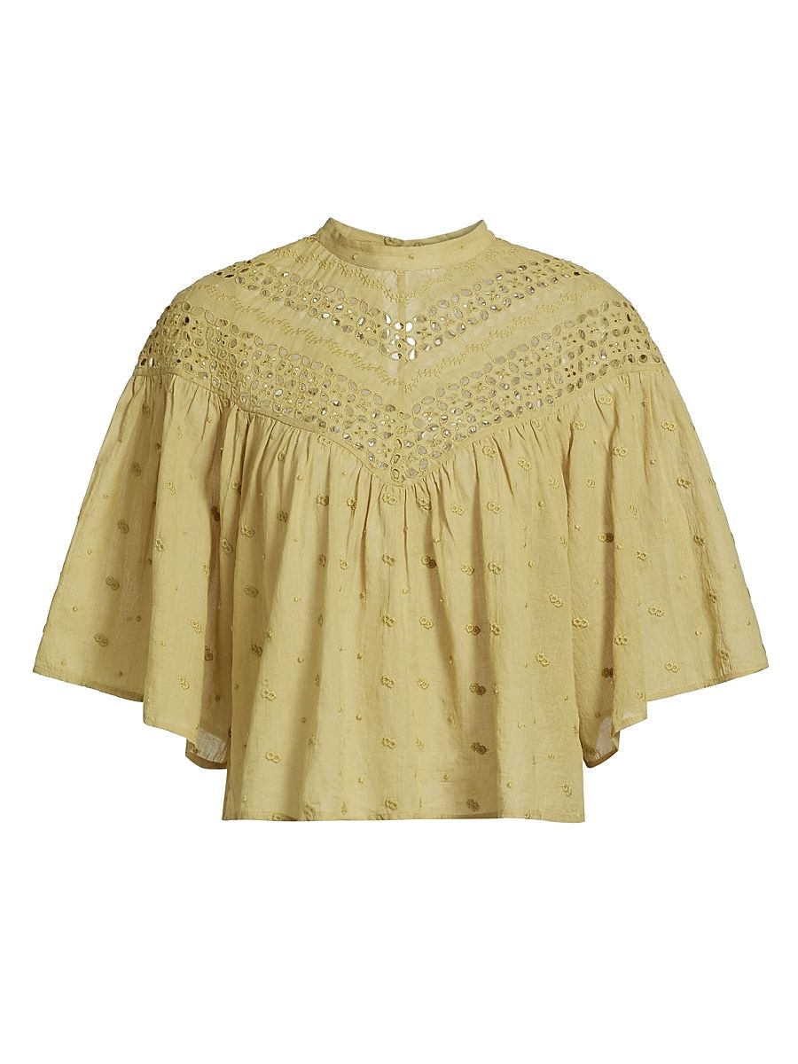 Women's Mikki Cotton Blouse - Safari Khaki - Size Large