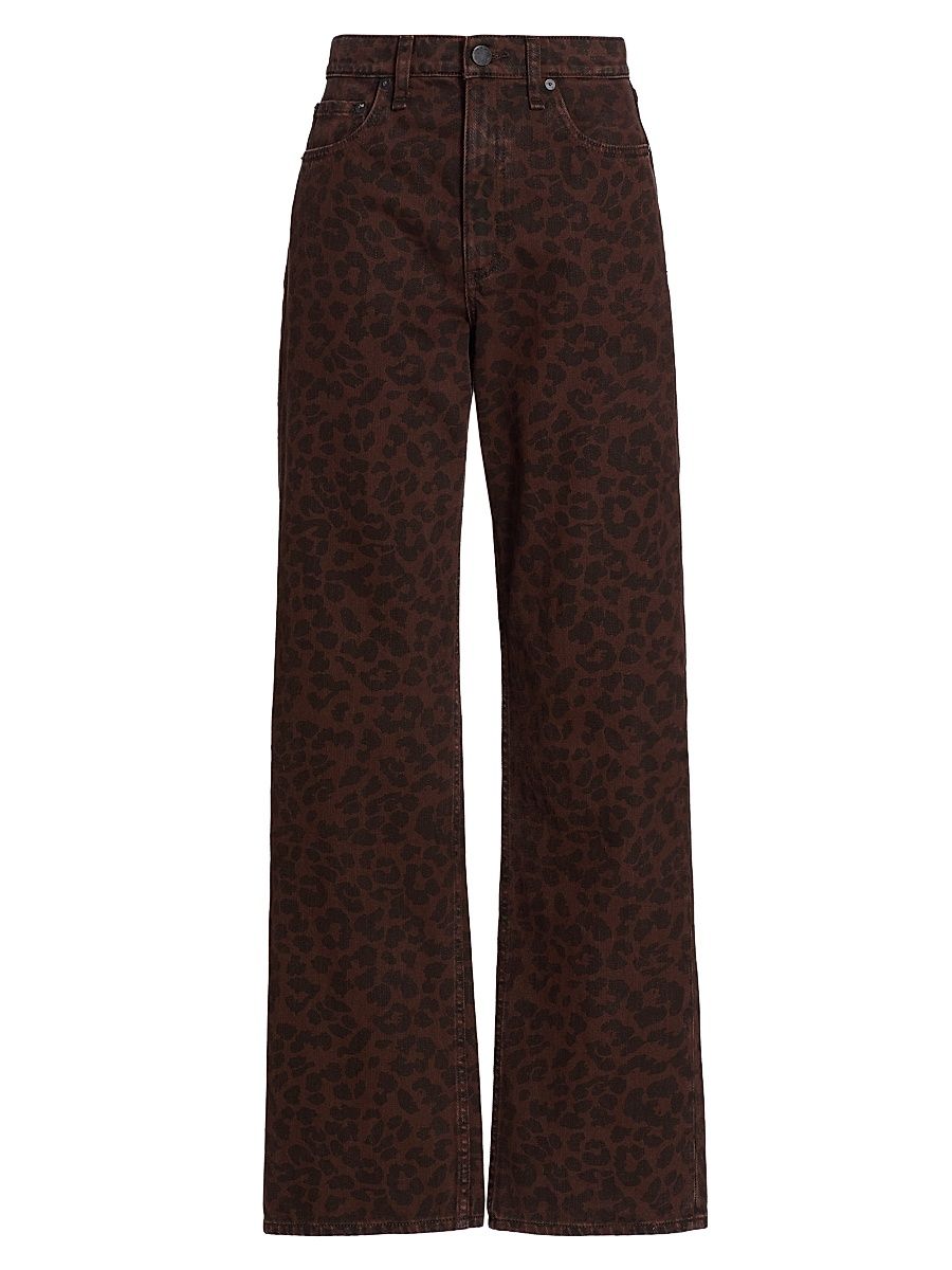 Women's Shea Leopard-Print Relaxed-Fit Straight Jeans - Leopard - Size 31