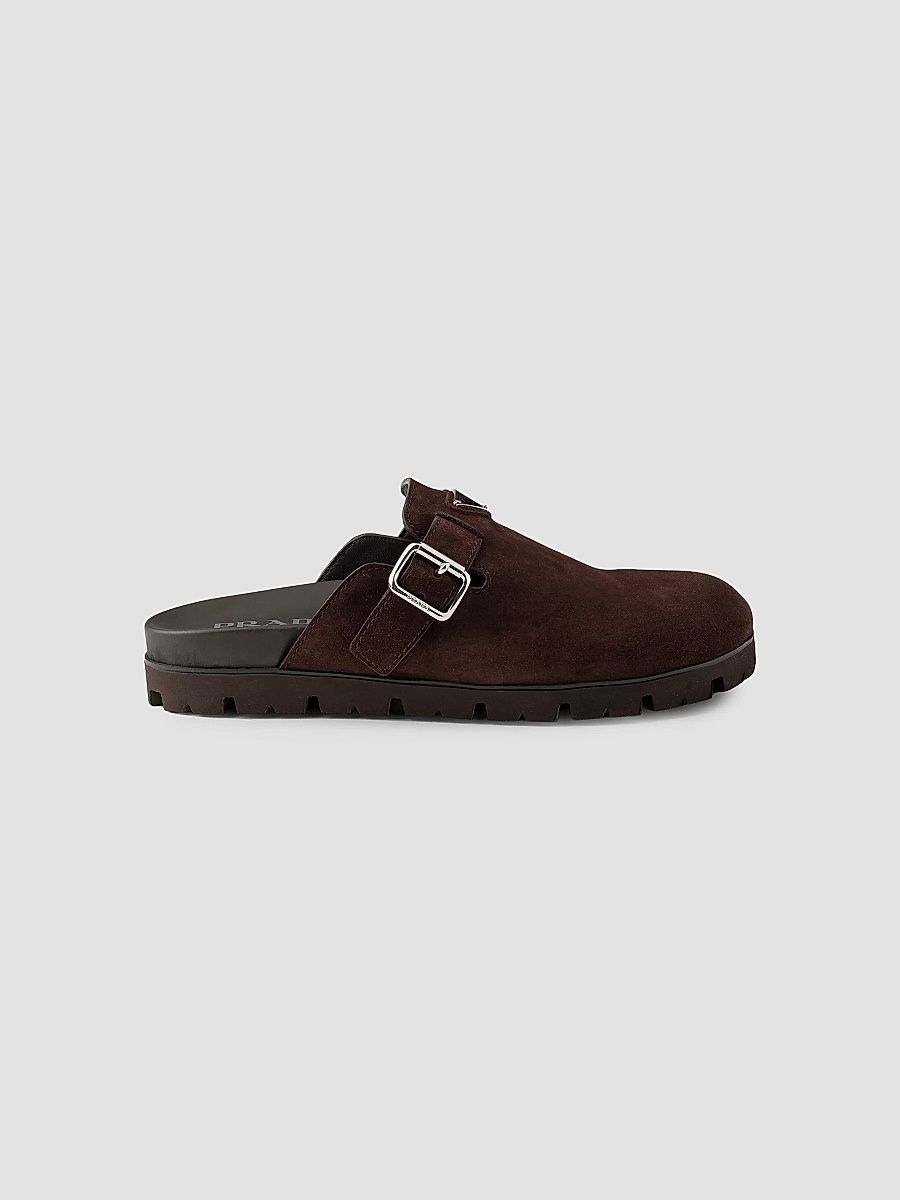Prada Men's Suede Mules - Brown - Size 8.5