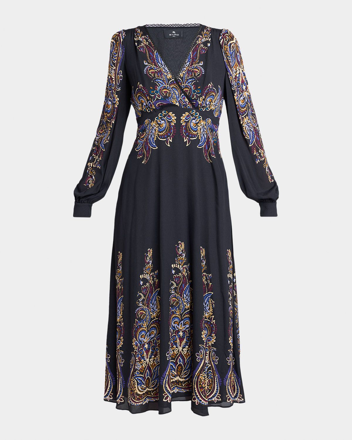 Paisley Silk Midi Dress