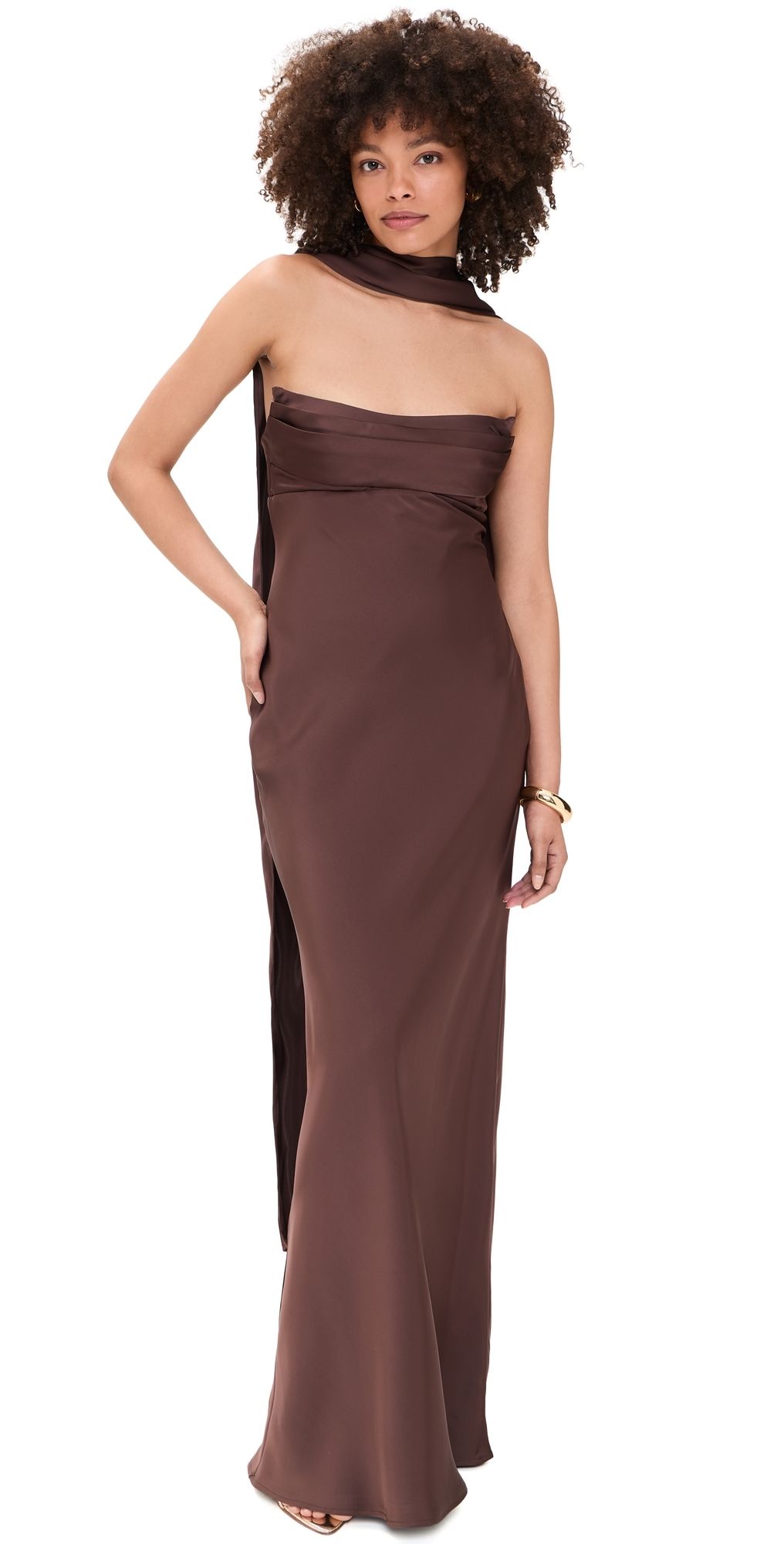 Runaway the Label Madeleine Strapless Maxi Dress Bitter Chocolate M