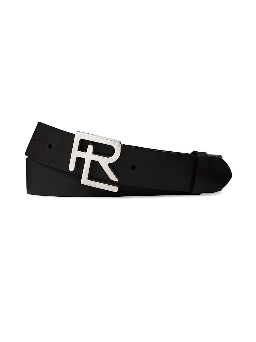 Men's Logo Leather Belt - Black - Size 40