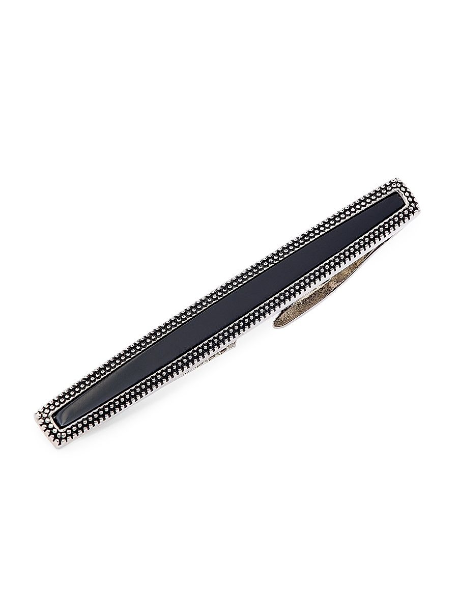 Men's Onyx Dotted Frame Tie Bar - Black