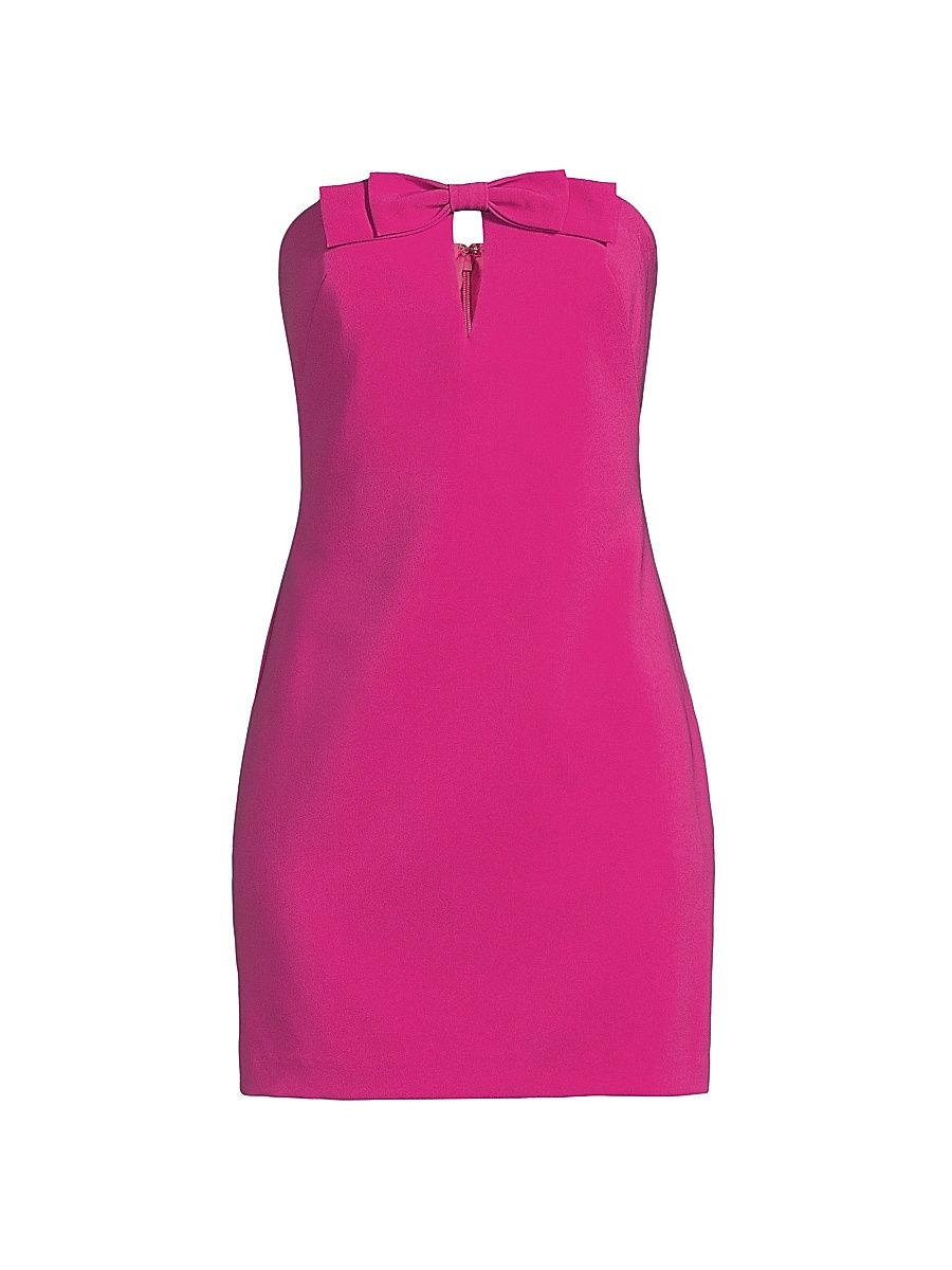 Women's Strapless Bow Crepe Minidress - Hot Pink - Size 16