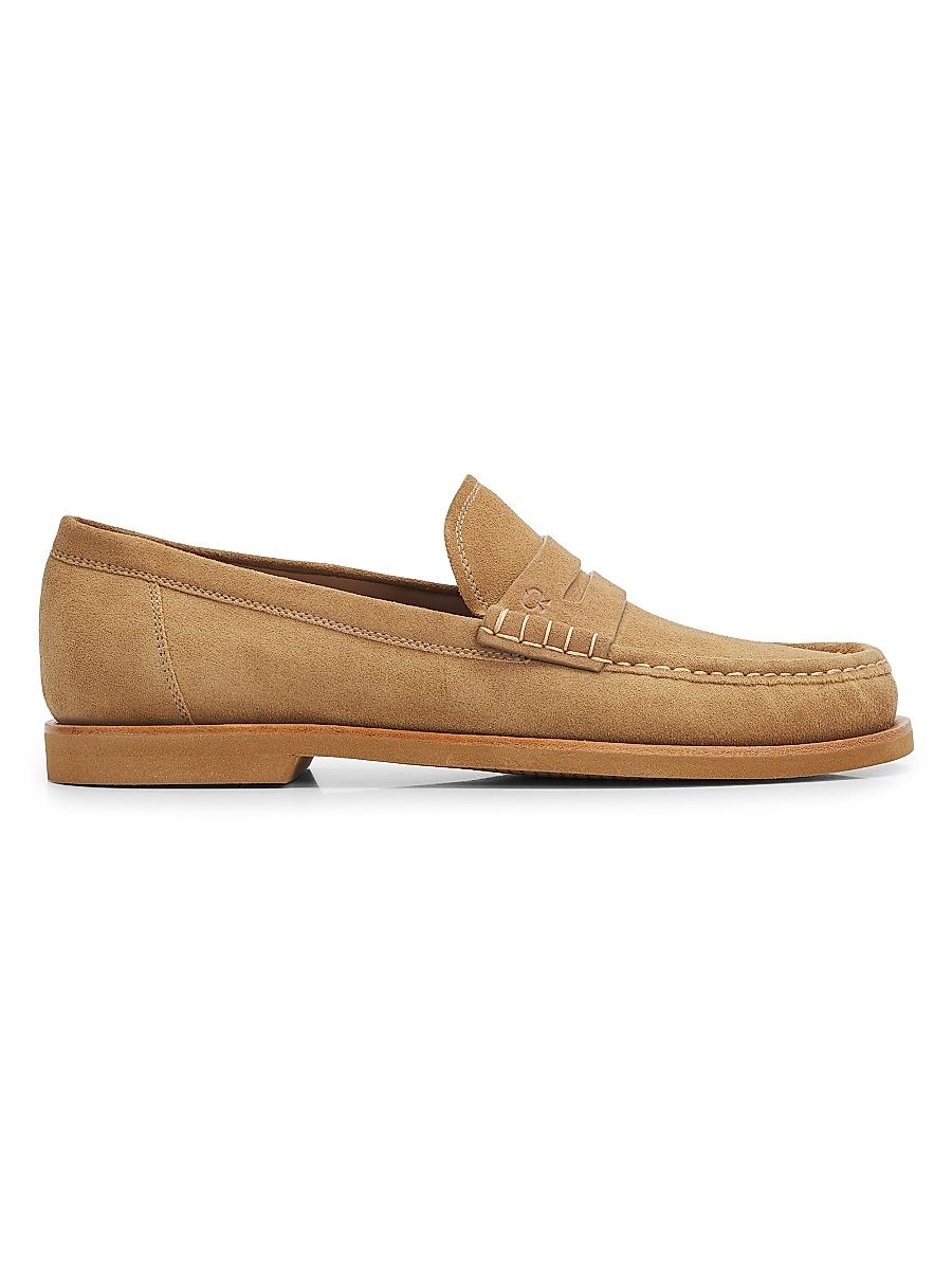 Men's Suede Penny Loafers - Camel - Size 13