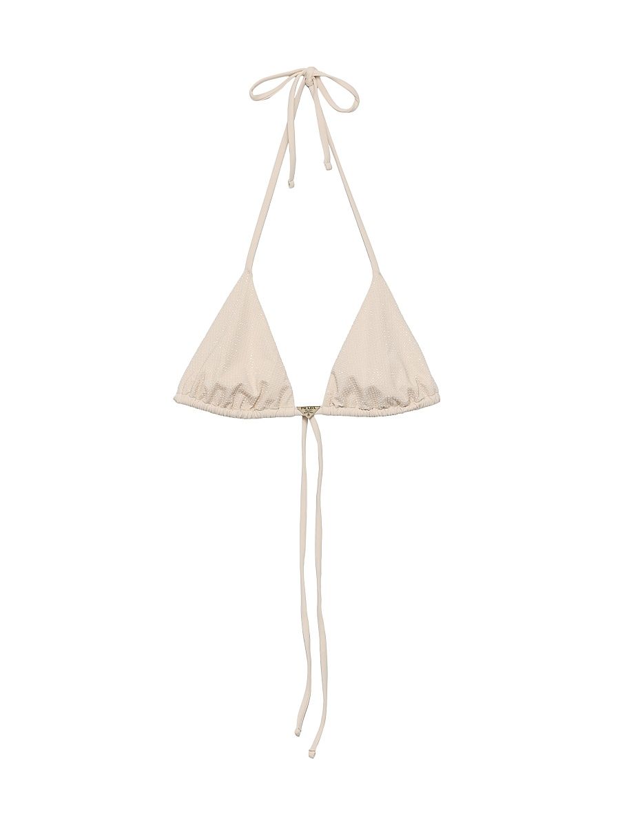 Women's Jersey Triangle Bikini Top with Rhinestones - Pink - Size XL