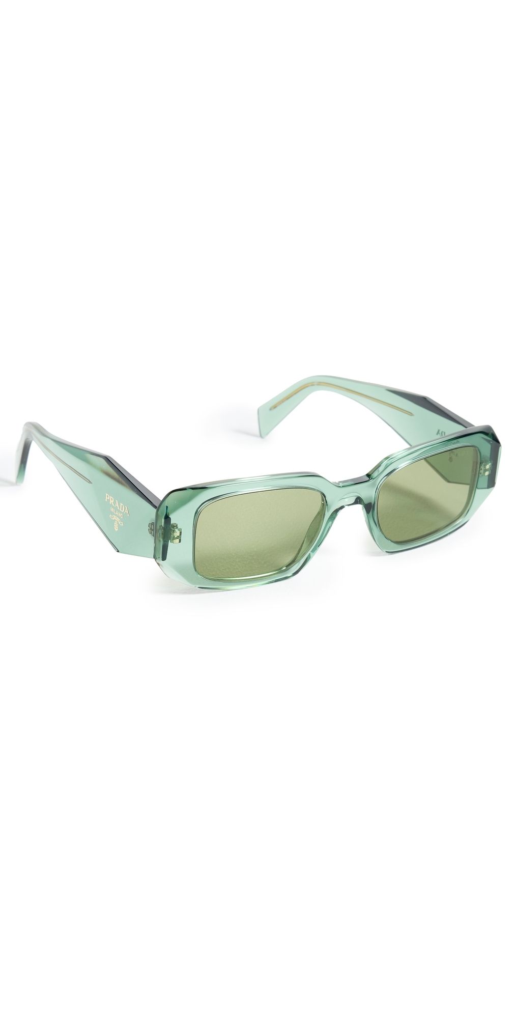 Prada PR 17WS Rectangular Sunglasses Transparent Sage One Size