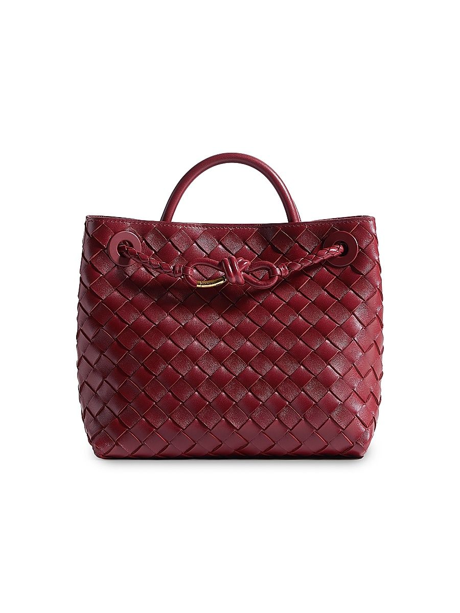 Women's Andiamo Small Intrecciato Leather Tote Bag - Lava Red