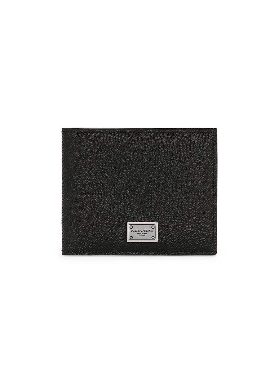 Men's Logo Leather Bifold Wallet - Nero