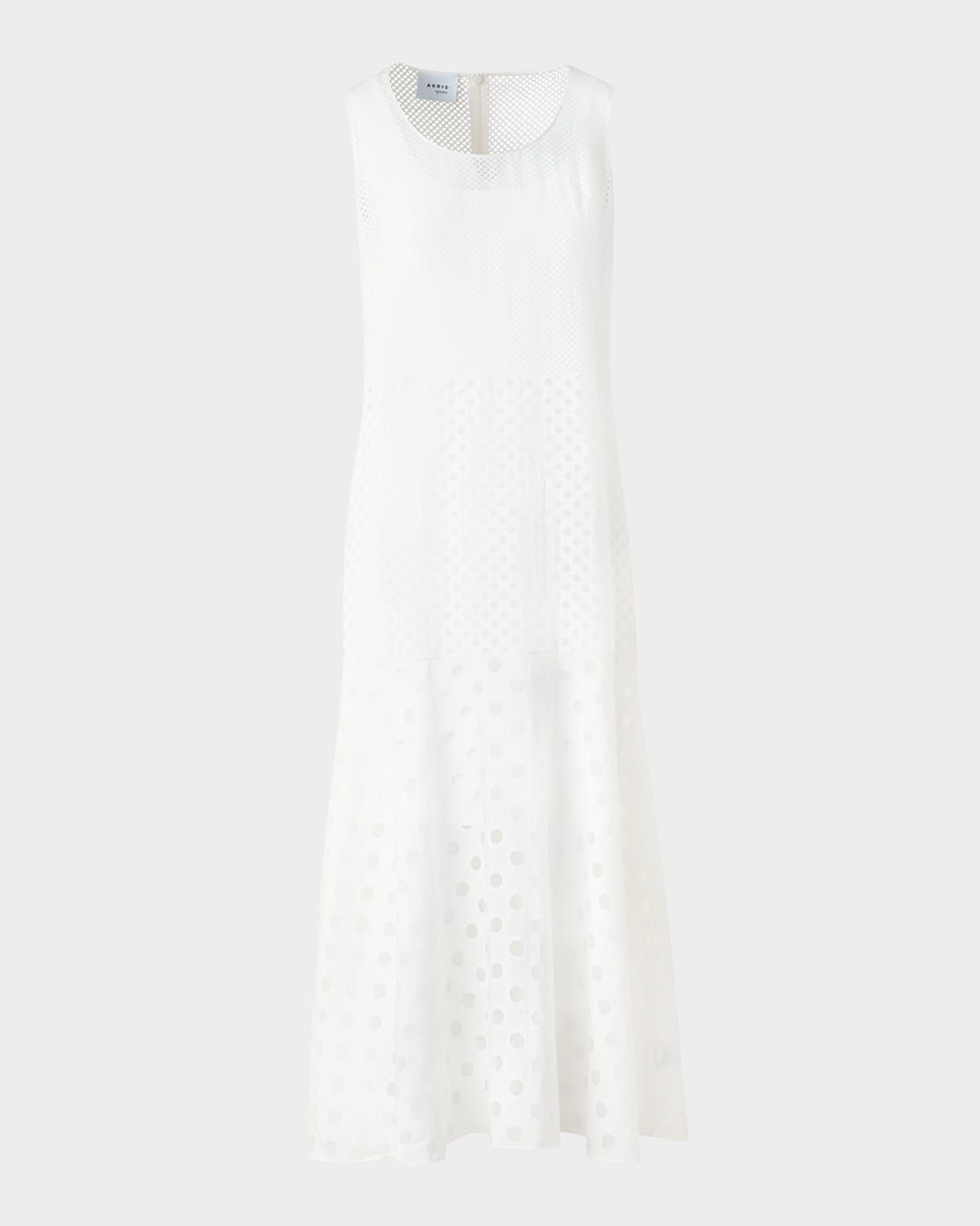 Polka Dot Organzino Sleeveless Midi Dress