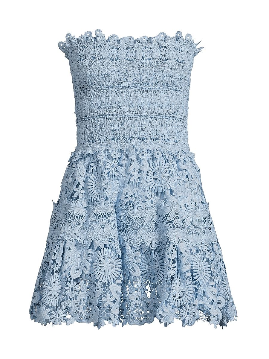 Women's Flor Del Viento Opal Strapless Lace Fit & Flare Minidress - Sky - Size Medium