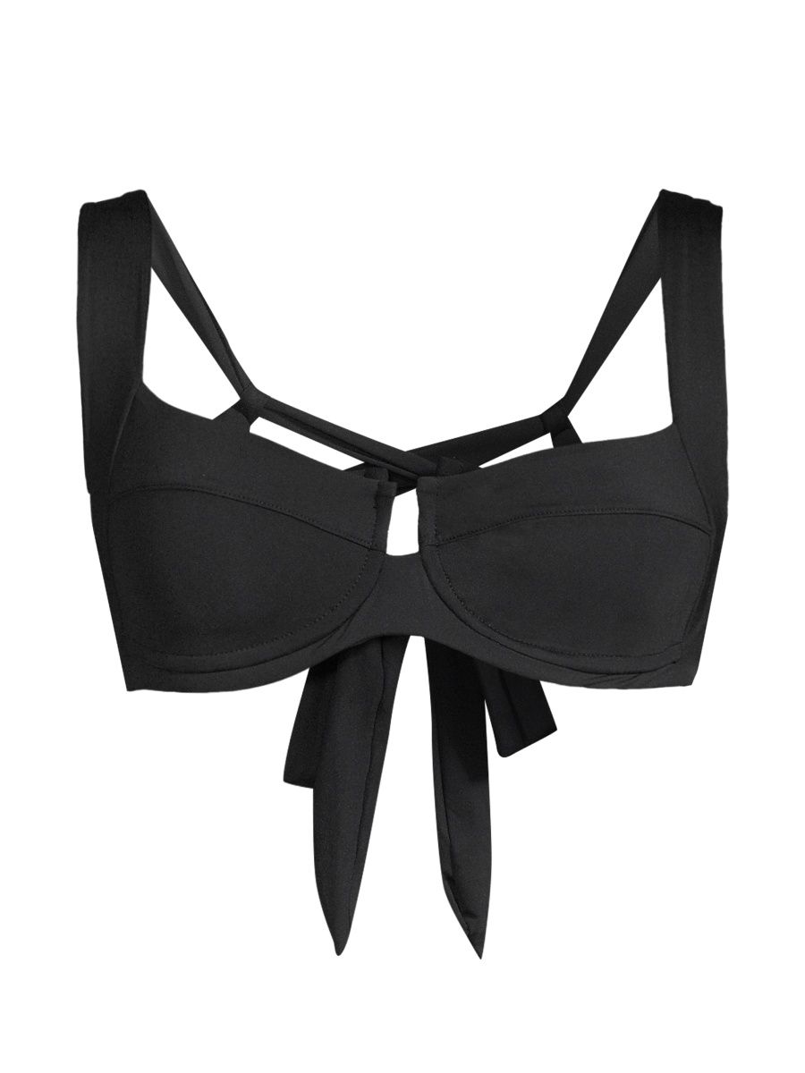 L*Space Women's Sensual Solids Camellia Bikini Top - Black - Size XS