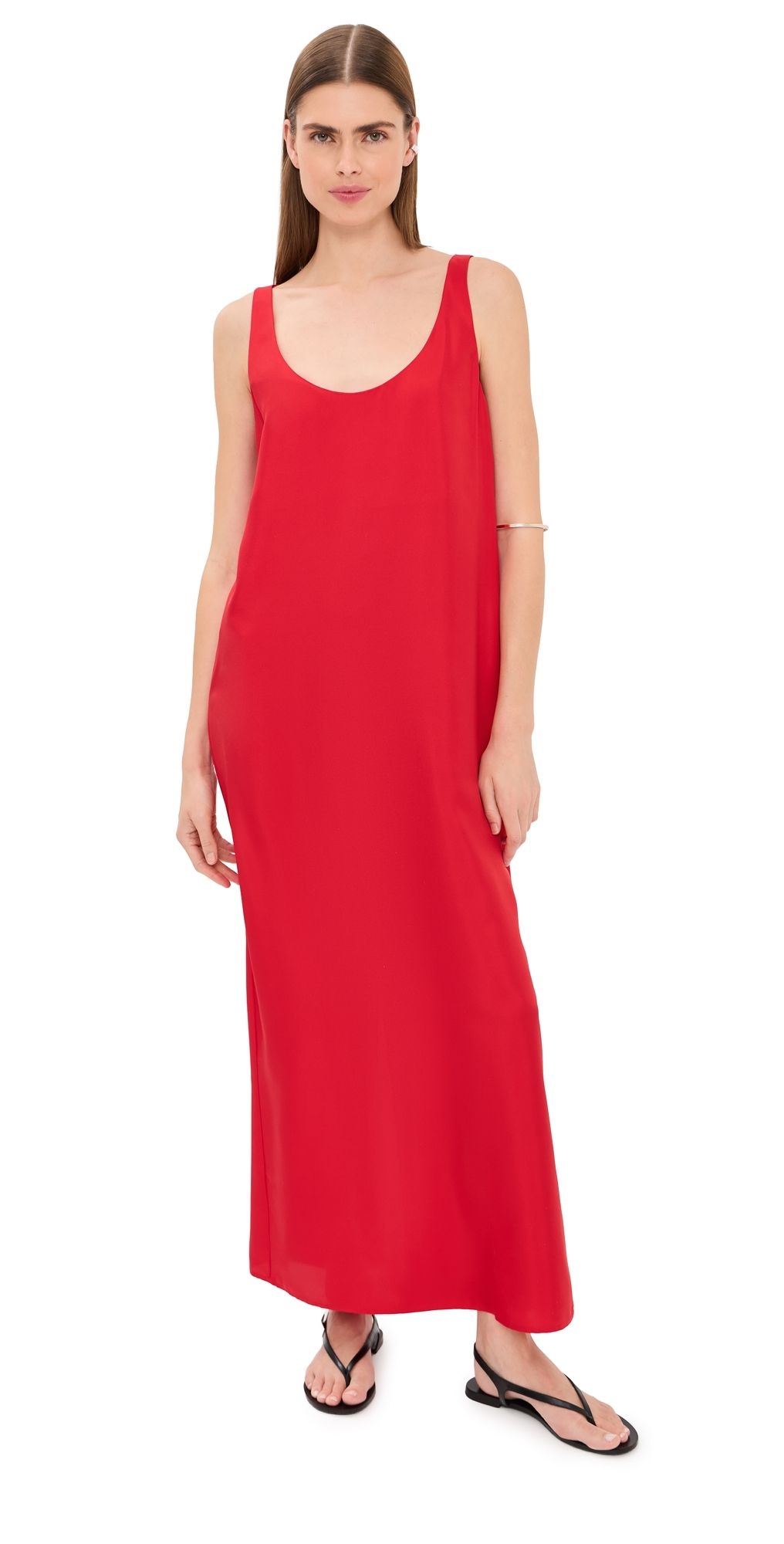 Róhe Silk Scoop Neck Dress Red 38