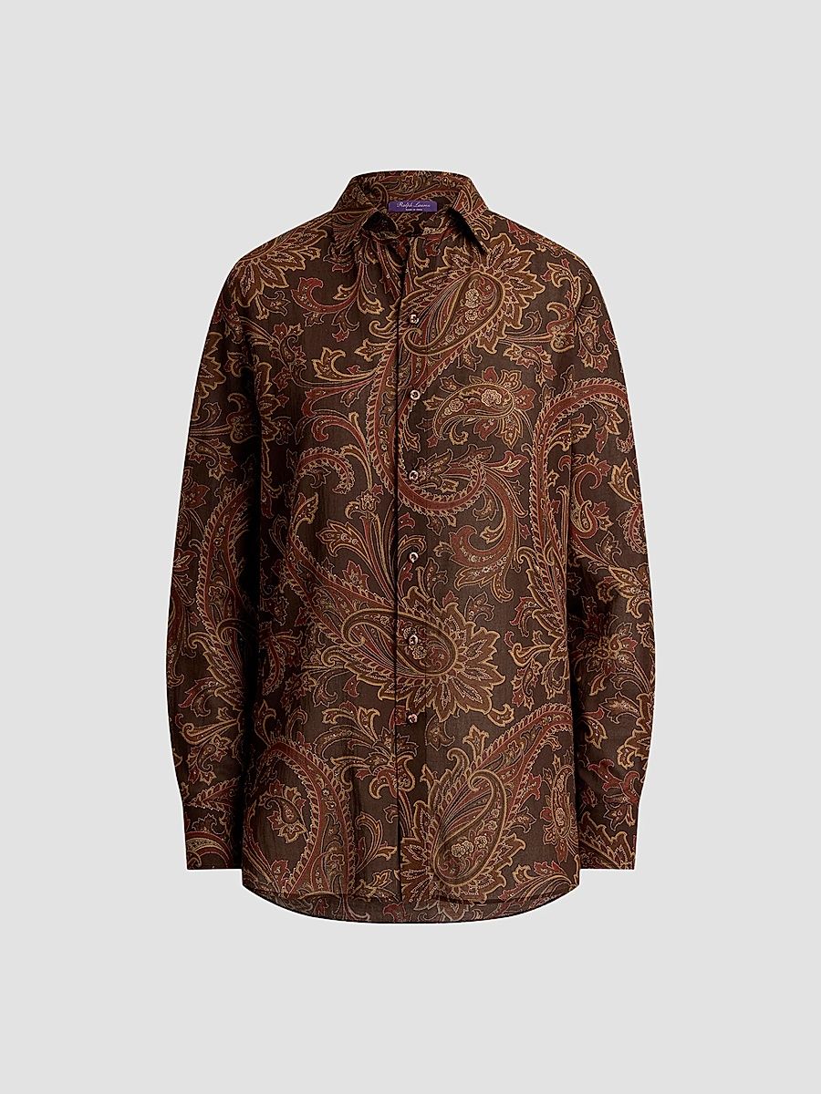 Women's Trayna Paisley Cotton Shirt - Brown - Size 8