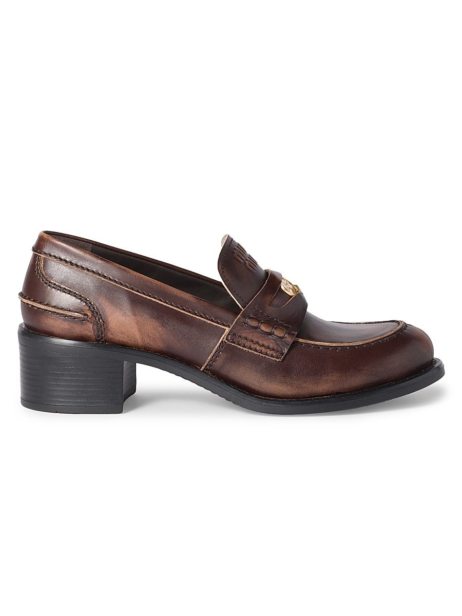 Women's Decò Calf Leather Loafers - Brown - Size 10