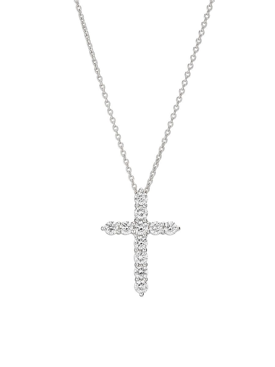 Women's Tiny Treasures 18K White Gold & 0.45 TCW Diamond Cross Pendant Necklace - White Gold