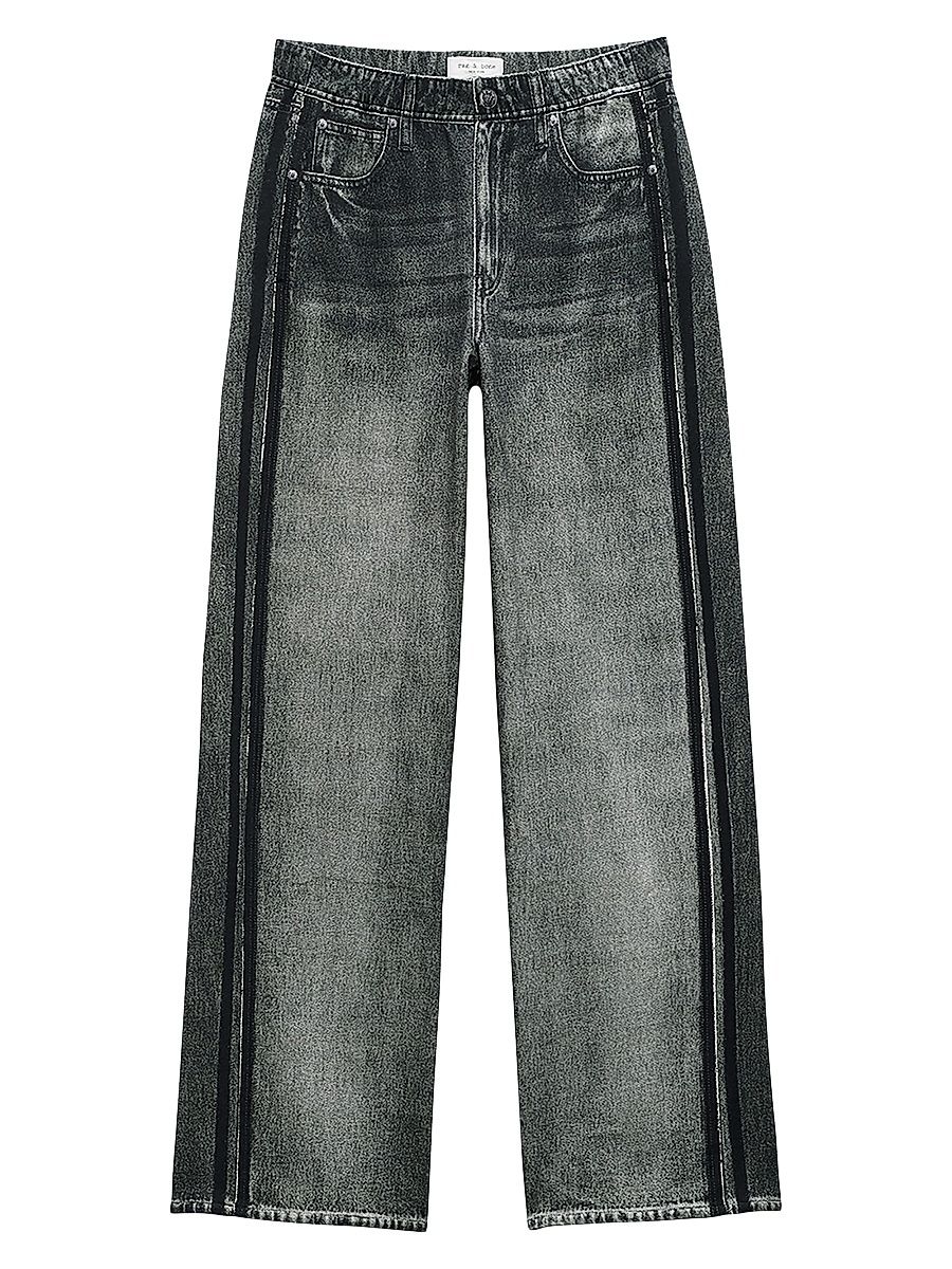 Women's rb Miramar Cotton-Terry Wide-Leg Track Pants - Washed Black - Size Large