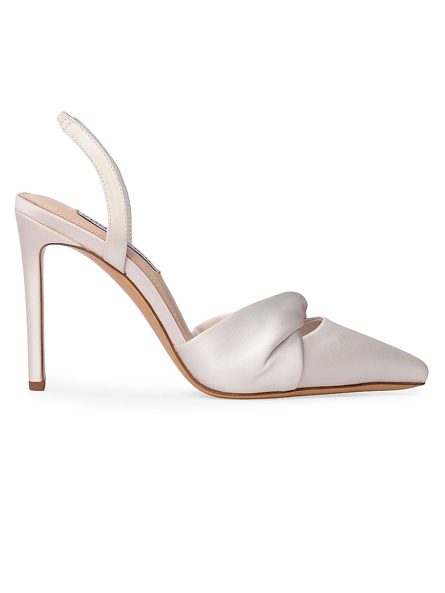 Women's Allue Satin Slingback Pumps - White Satin - Size 11