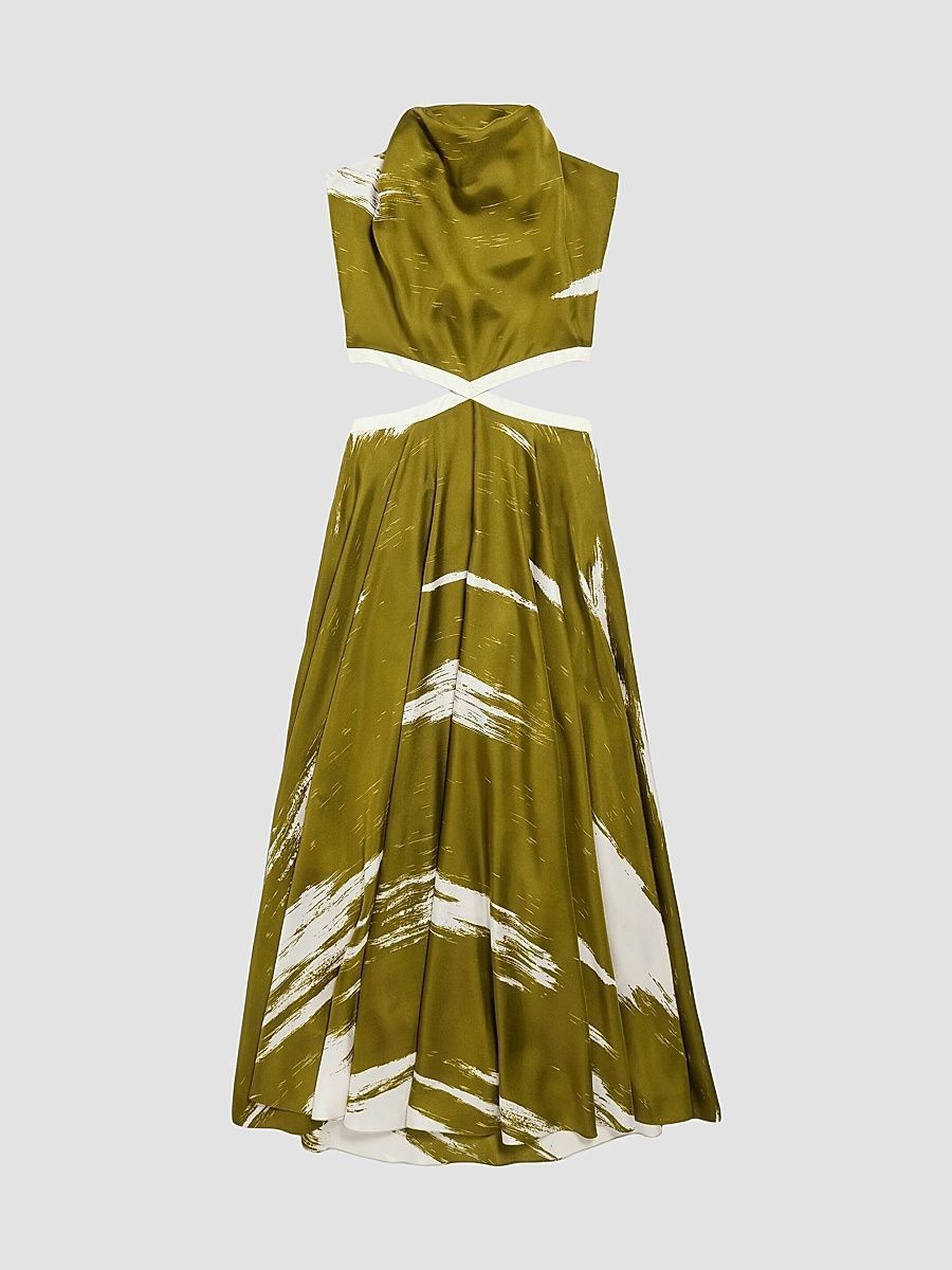 Balenciaga Women's Brush Scratch Cut-Out Dress - Green Multi - Size 10
