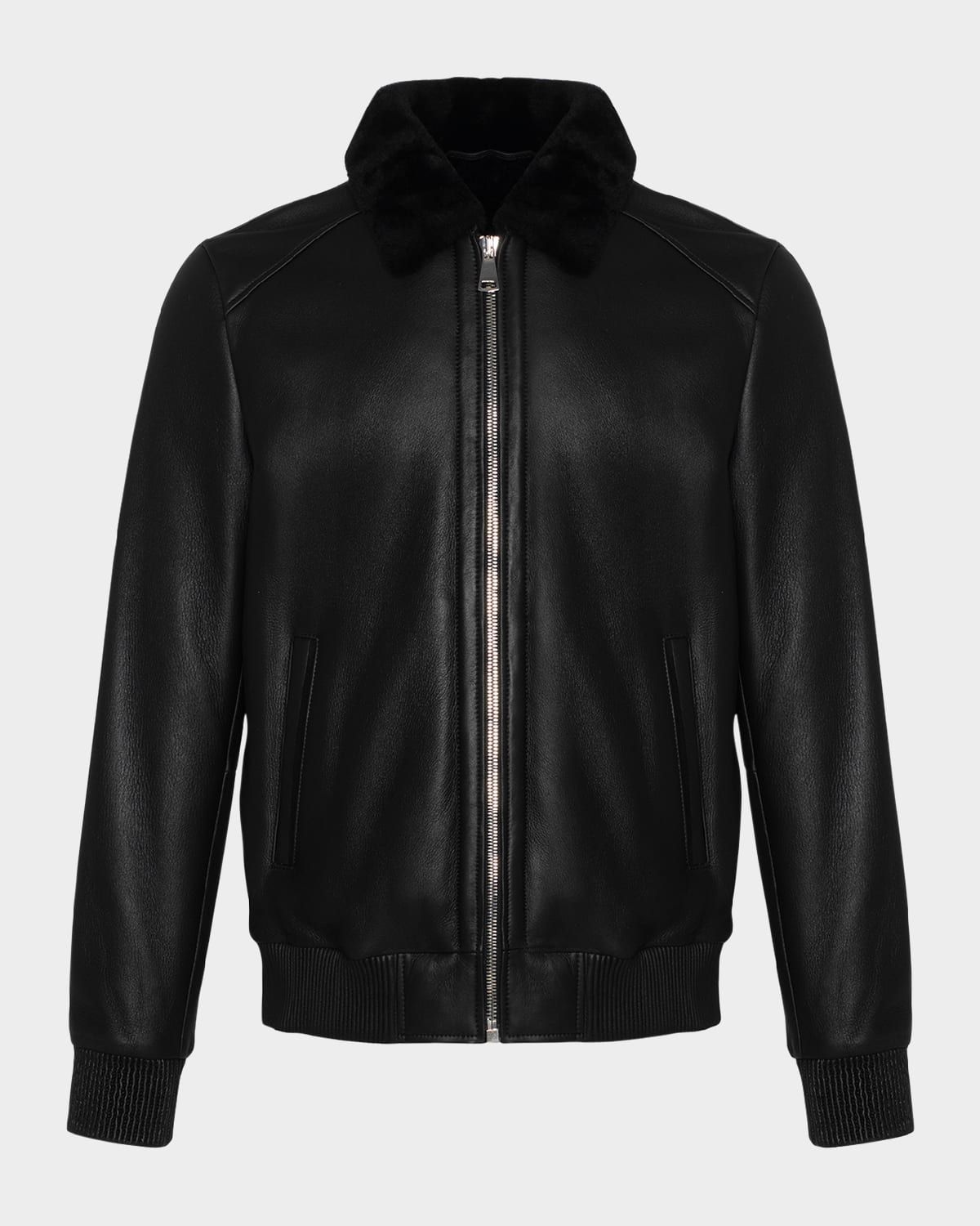 Men & apos;s Lamb Shearling Bomber Jacket