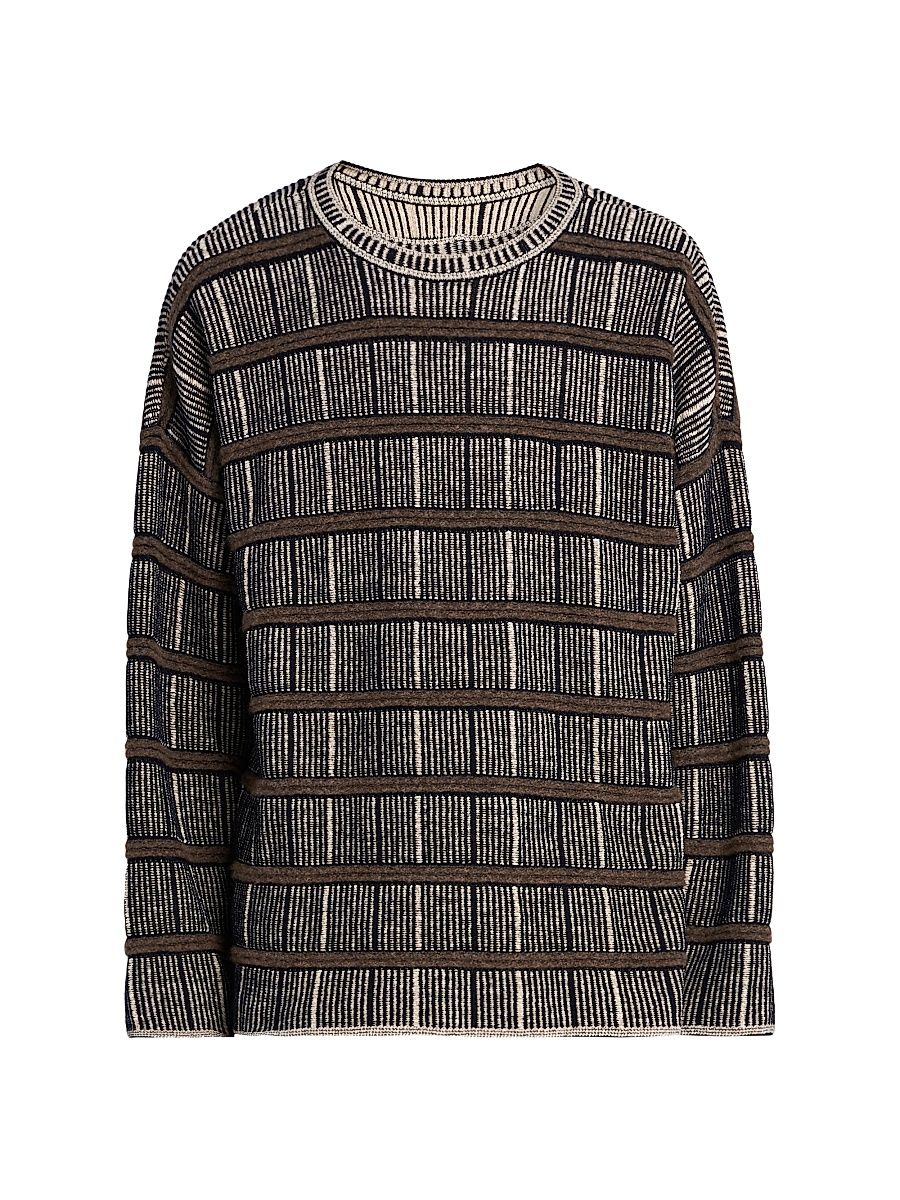 Men's Geometric Striped Crewneck Sweater - Fantastic Navy - Size 40