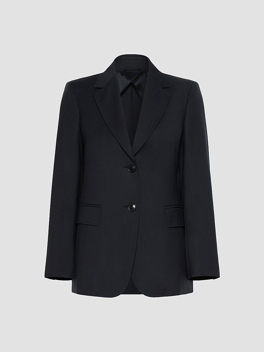 Women's Single Breasted Woollen Cloth Jacket - Navy - Size 14