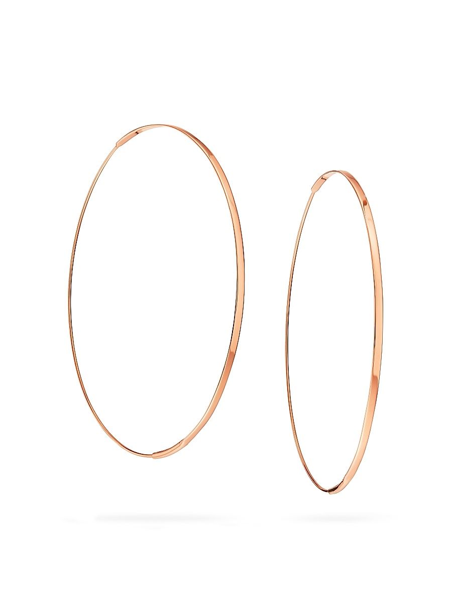 Women's Large Flat Magic 14K Rose Gold Hoop Earrings/2.5" - Rose Gold