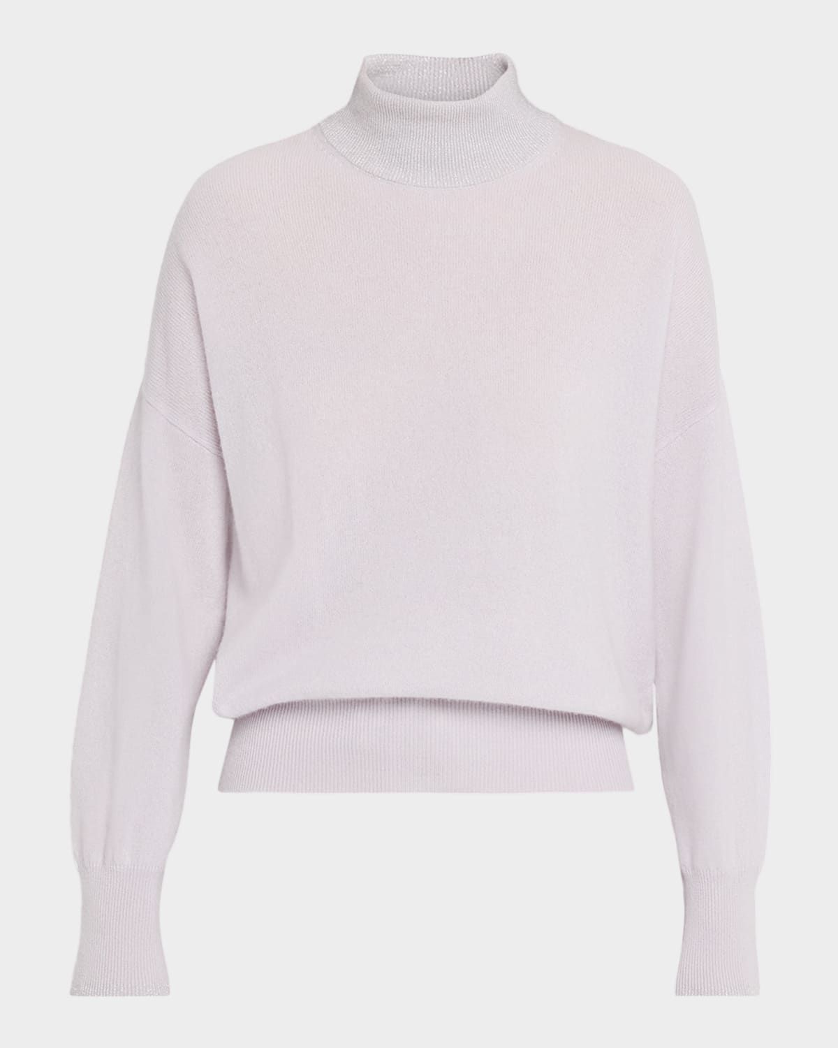 Metallic Cashmere Mock-Neck Sweater