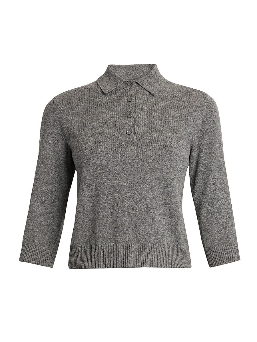 Women's Italian Tailoring Henley Cashmere Shirt - Melange Grigi - Size 14