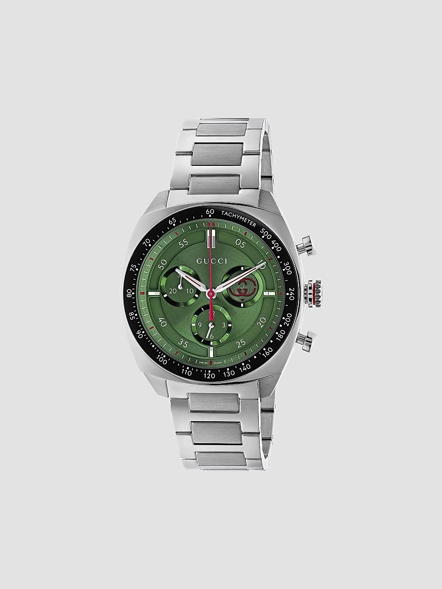 Gucci Men's Interlocking G Stainless Steel Chronograph Watch/41MM - Green Steel Black