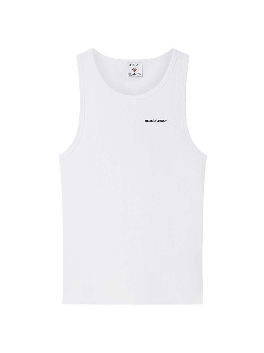 Men's Logo Rib-Knit Stretch-Cotton Tank - White - Size XXXL