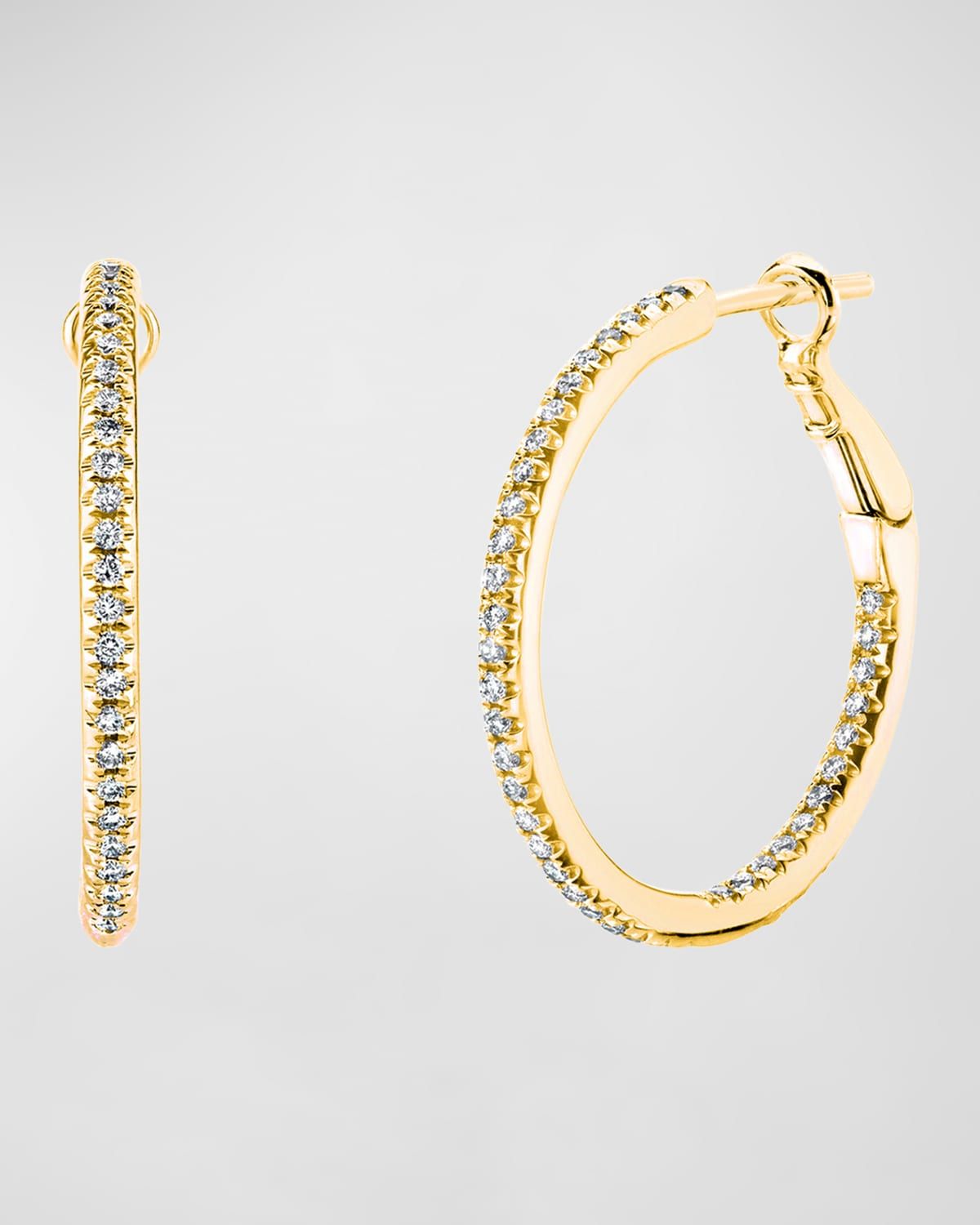 x Christina Adamo 18K Gold Round Diamond Hoop Earrings, 1.1tcw/1"L