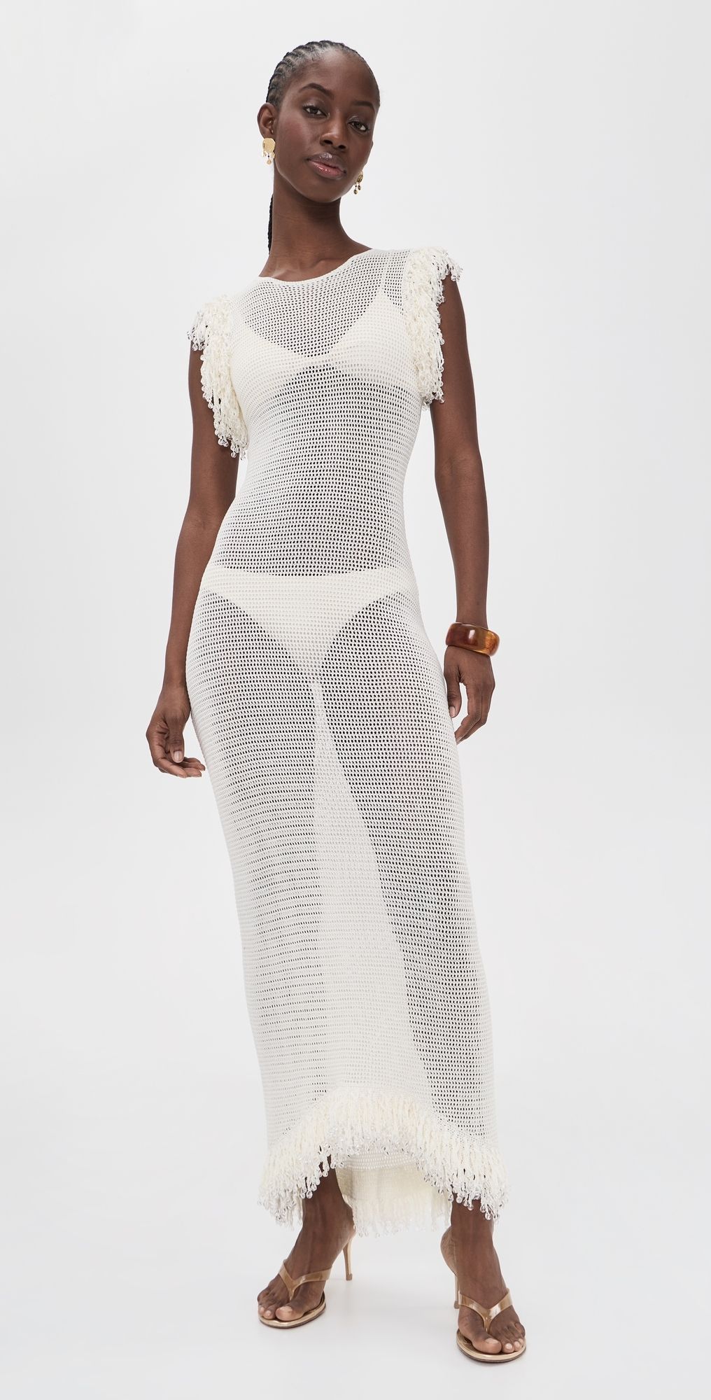 Paris Georgia Fringe Dress White S