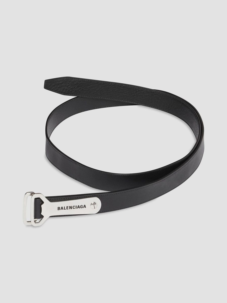 Balenciaga Men's Bottle Opener D Ring Belt - Black