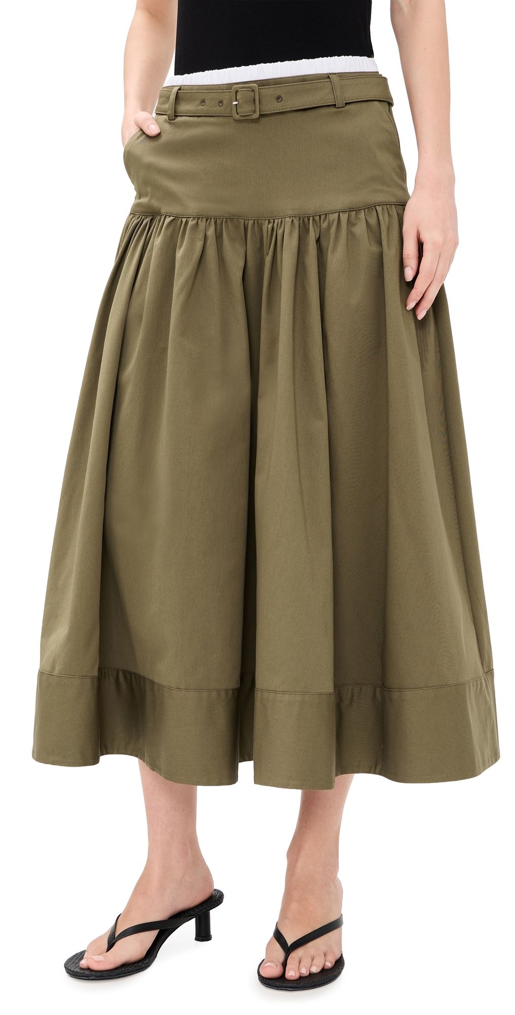 Cinq à Sept Peri Skirt Dark Olive/White 4