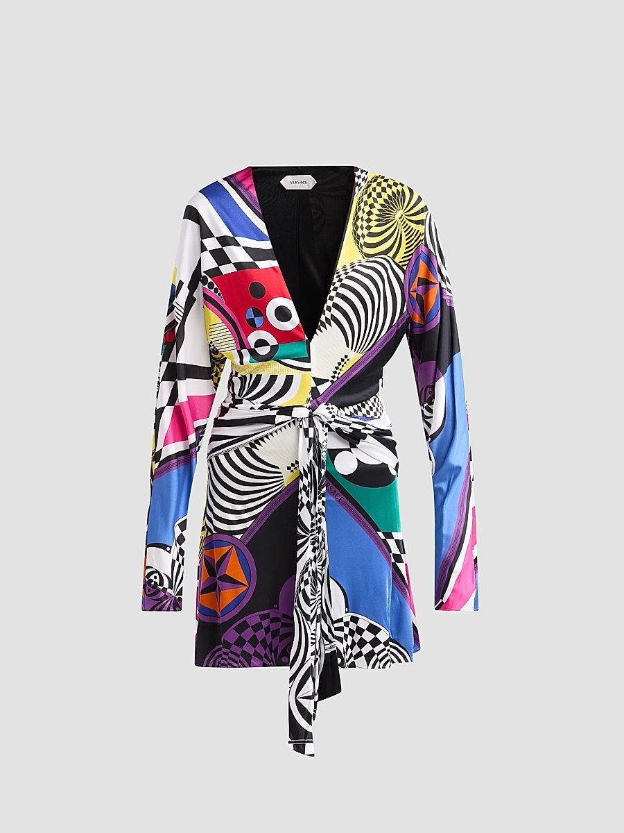 Women's Printed Jersey Tie-Waist Mini Dress - Size 10