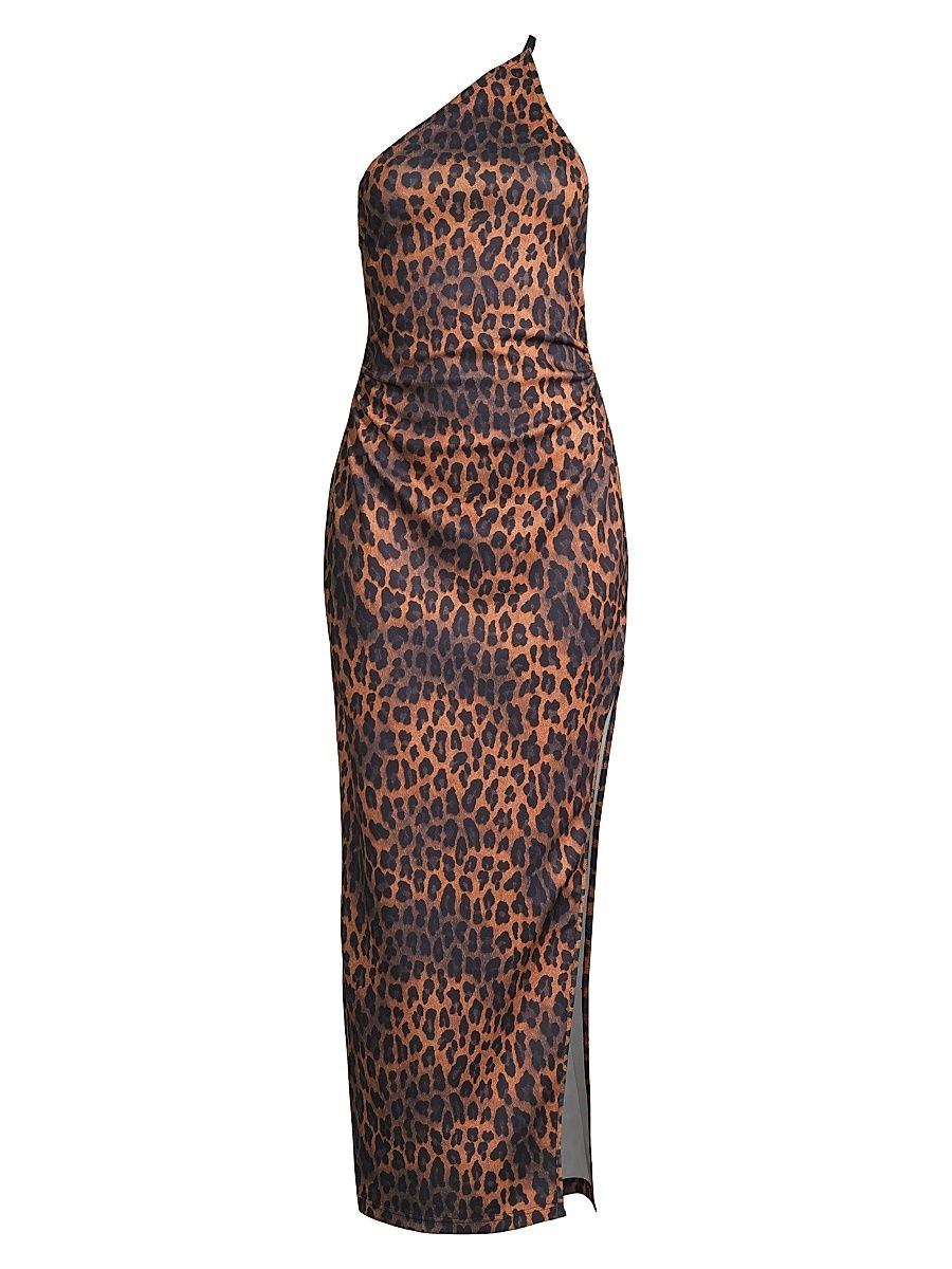 Women's Strappy Asymmetric Maxi Dress - Leopard - Size Medium