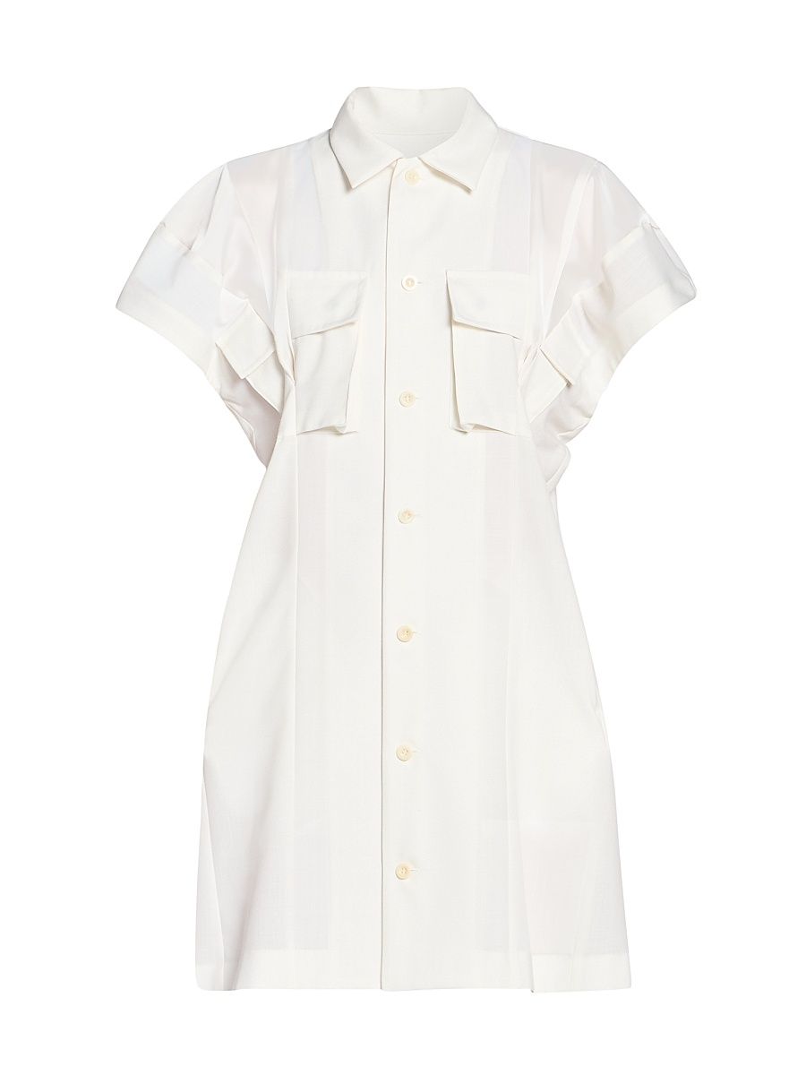 Women's Wool Suiting Shirtdress - Off White - Size Small