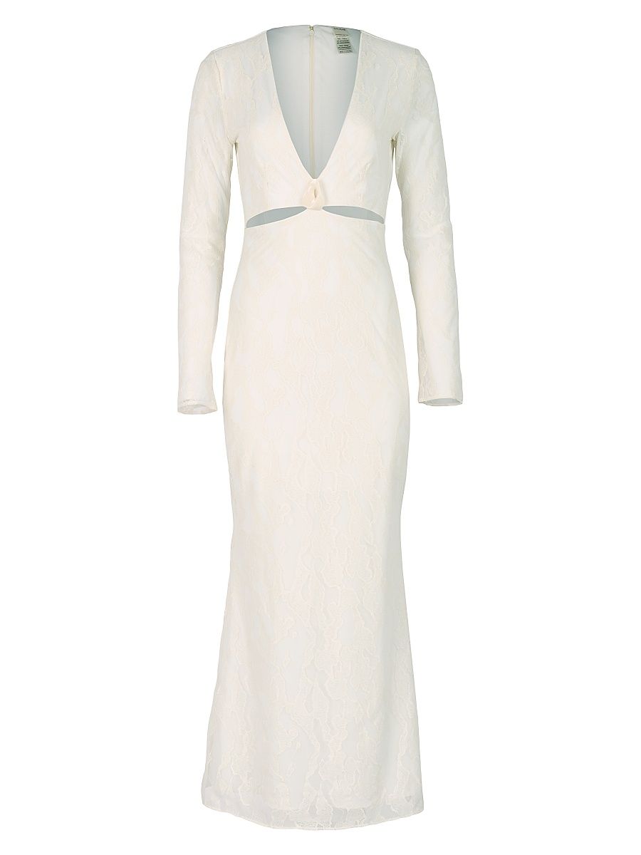 Women's Manola V-Neck Lace Dress - Ivory - Size Medium