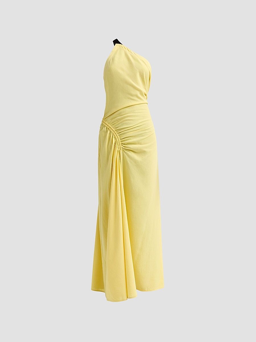 Proenza Schouler Women's Sirena Ruched One-Shoulder Gown - Yellow - Size 12
