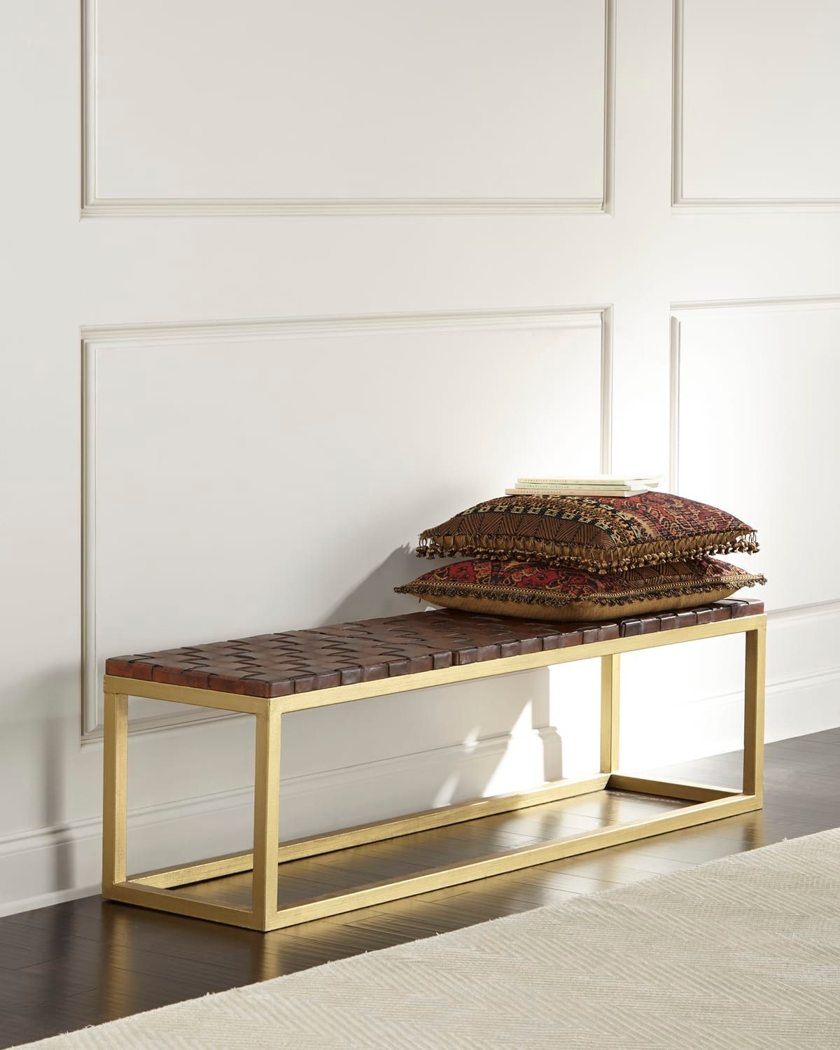 Hildago Woven Leather Bench