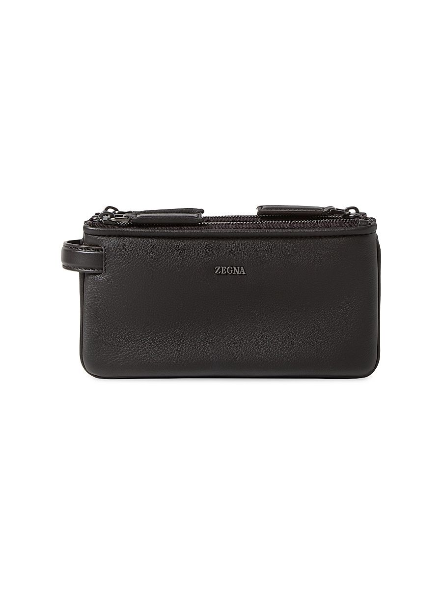 Men's Secondskin Leather Pouch - Dark Brown